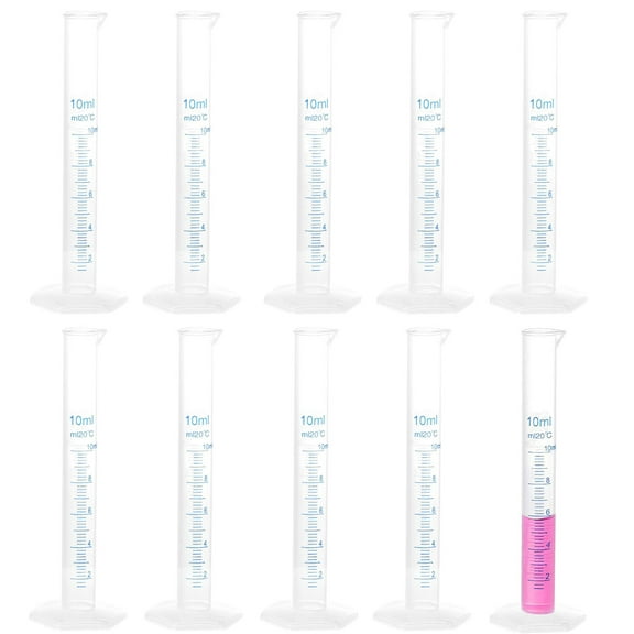 10Pcs 10ml Plastic Graduated Cylinker, Measuring Cylinder Graduated Cylinders Lab Supplies Laboratory Tools