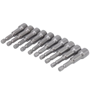 10Pcs 10mm Hex Socket Set, Chrome Vanadium Steel, Magnetic Nut Driver for Electric Screwdriver
