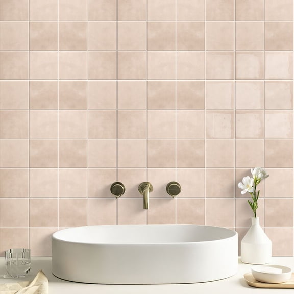 10Pcs 10x10 Inch Self-Adhesive Peel and Stick Subway Wall Tiles Pink Waterproof Oil-Proof Stickon Backsplash Tiles for Kitchen Bathroom DIY Home Decor