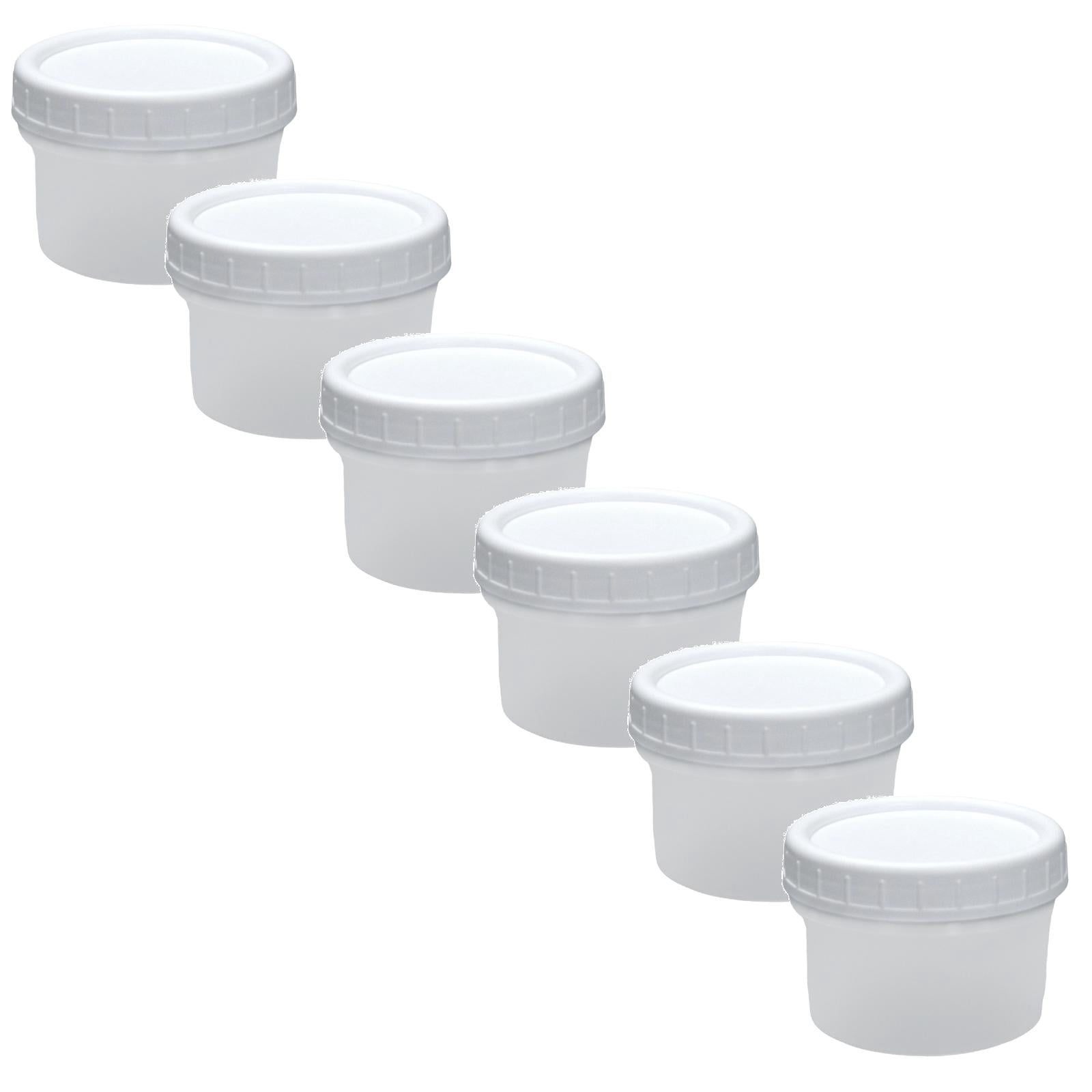 Washable Containers 10Pcs 120ml/4oz Reusable Small Plastic Containers with White Screw Lids ...
