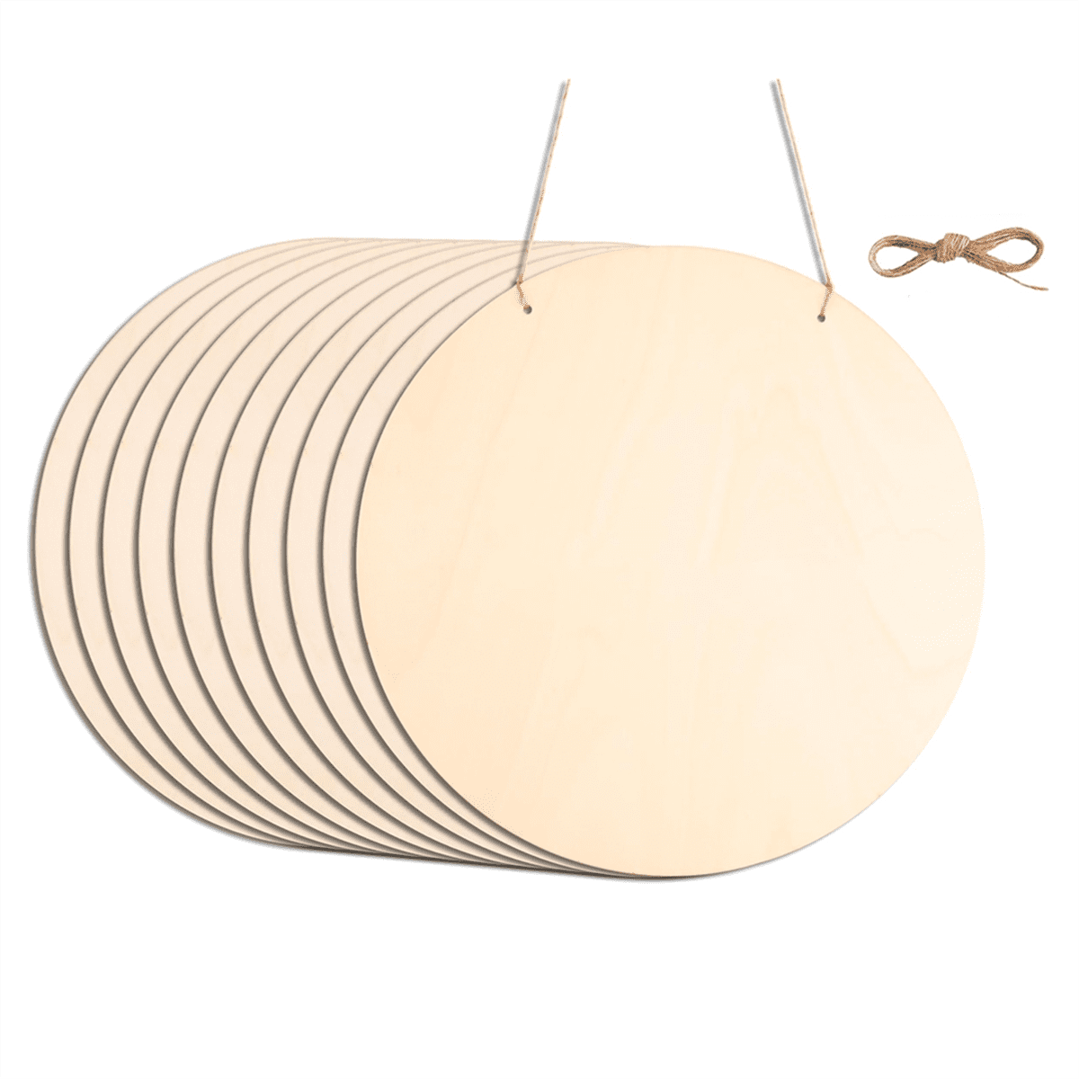 10Pcs 12Inch Wood Circles for Crafts, Unfinished Wood Blank Door Hanger Sign, DIY Wood Rounds for Painting, Wood Burning
