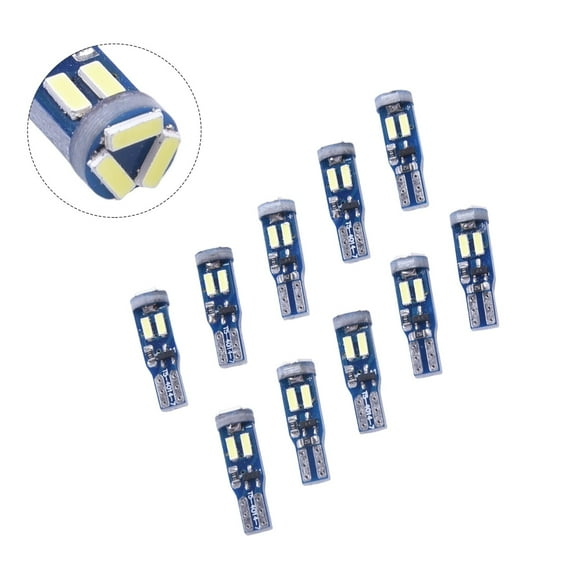10Pcs 12V 1.32W Car Dashboard Light T5 4014 7Smd Car Led Bulb Fit Instrument / Reading Light, Door / License Plate Light 21Mm