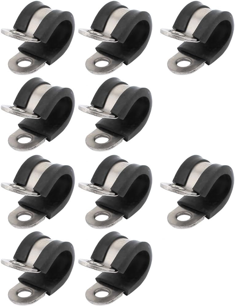 10Pcs 13mm Dia Rubber Lined R Shaped Stainless Steel