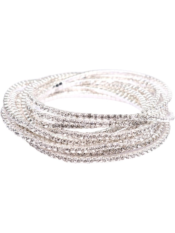 10Pcs 14K Gold Plated Dainty Sparkling Colorful Cubic Zircon Crystal Beaded Stackable Stretch Rhinestone Adjustable Tennis Chain Bracelets Birthday Jewelry for Women