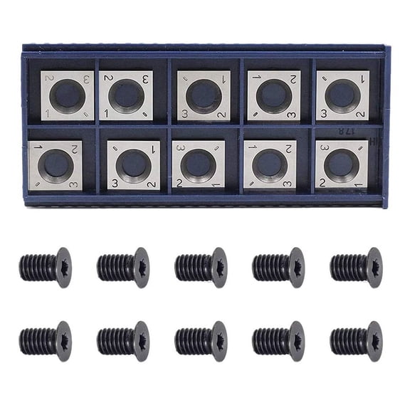 10Pcs 14mm Square Straight Carbide Cutter Insert with 10Pcs M610mm Screws for Wood Working Spiral/Helical Planer Cutter
