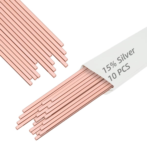 10Pcs 15% Silver Brazing Rods AWS BCuP-5 Silver Solder Phos Copper Brazing Alloys Flat Welding Rods 0.050"x1/8"x10" for Air Conditioning, Refrigerator, Cold Storage, and HVAC Units