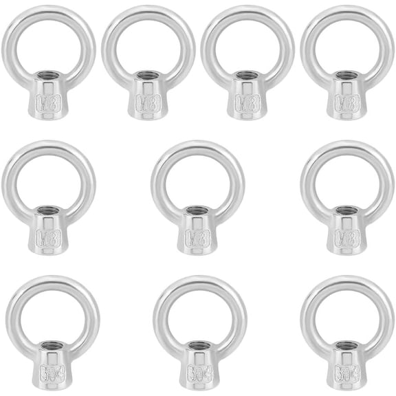 10Pcs 15mm Inner Diameter Lifting Eye Nuts Stainless Steel Nut Fastener Ring Lifting Eye Threaded Nut Fastener