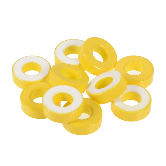 10Pcs 16 x 33.6 x 11.3mm Ferrite Ring Iron Powder Toroid Cores Yellow White