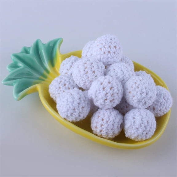 10Pcs 16Mm Yarn Balls White - Pack of 10 16Mm Wooden Cotton Thread Crochet Balls Diy Jewelry Accessories Beaded Cotton Balls