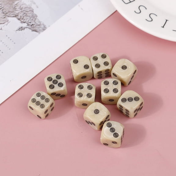 10Pcs 16mm Acrylic Ivory Dice D6 Dice for Board Game Round Entertainment Part WA