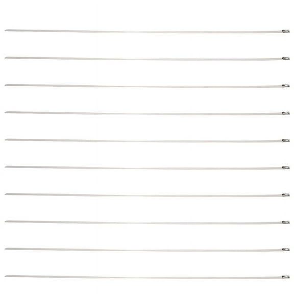 10Pcs 17.7" Stainless Steel Locking Cable Ties For Exhaust Pipe Header Wrap Tape Silver