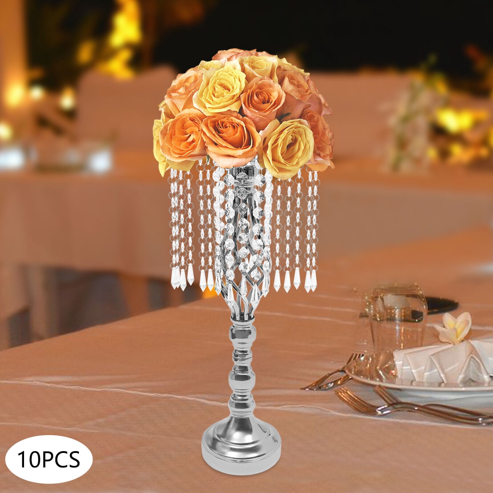 10Pcs 19.3 inches Tall Crystal Flower Stand Wedding Road Lead Tall ...