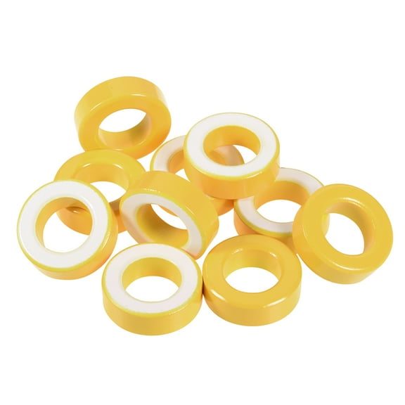 10Pcs 19.5 x 33.5 x 11.1mm Ferrite Ring Iron Powder Toroid Cores Yellow White