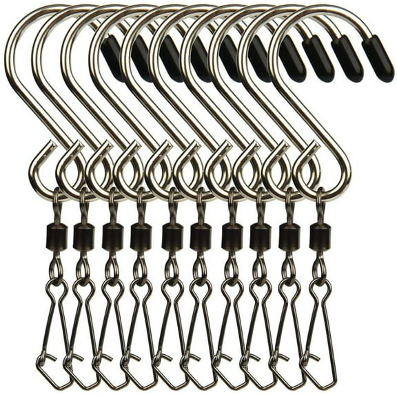 10Pcs 1in Black Swivel Clips Hanging S Hooks for Hanging Rotating Wind Chimes NICO SEE WONDER