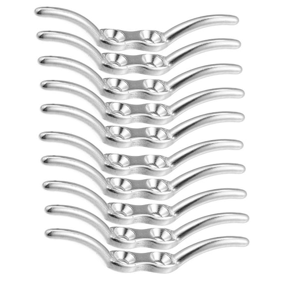 10Pcs 2-1/2 Inch Stainless Steel Flagpole Cleat Hook Rope Cleat Handle Universal for Marine Boat Ship