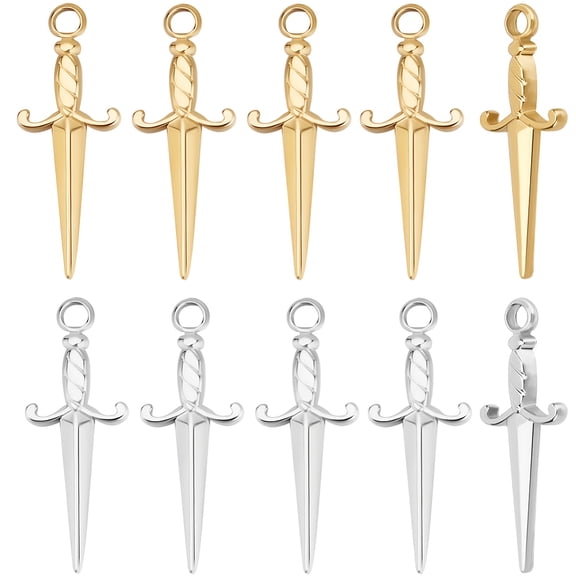 10Pcs 2 Colors 201 Stainless Steel Pendants Mixed Color 27.5x10.5x2.5mm Hole: 2mm 5pcs/color DIY