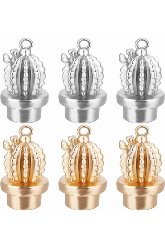 10Pcs 2 Colors Brass Charms Cactus Charm Mixed Color 14x8mm Hole: 1mm 5pcs/color DIY