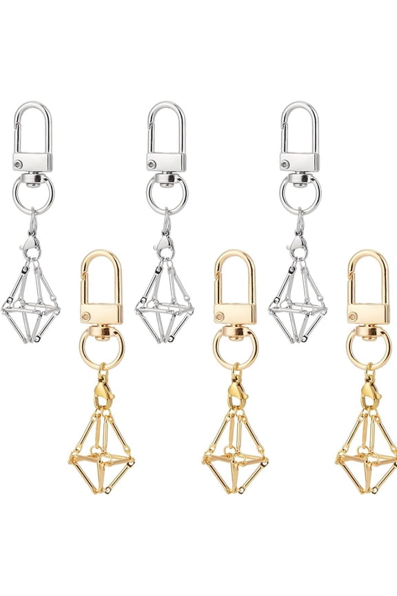 10Pcs 2 Colors Brass Macrame Pouch Empty Stone Holder Pendant Decorations with Brass Cable Chains and Alloy Swivel Clasps Mixed Color 7.75cm 5pcs/color