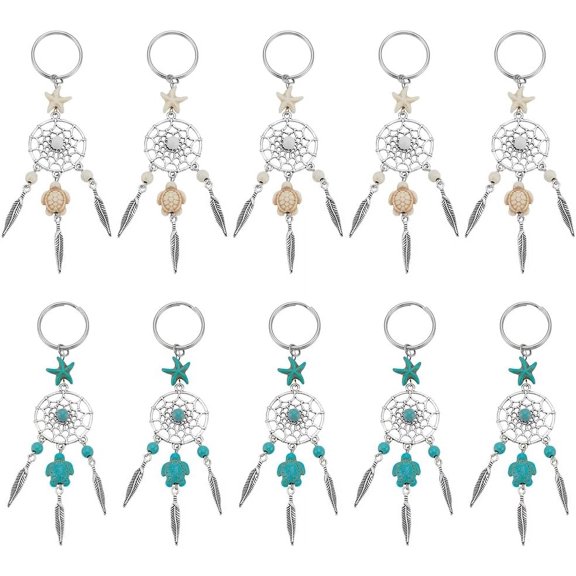 10Pcs 2 Colors Sea Turtle Keychain 12.7cm Mini Lucky Sea Star Key Chain Cute Turquoise Keychain Charms Sea Animal Charms