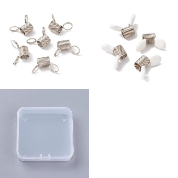 10Pcs 2 Style 201 Stainless Steel Mini Spring Bead Clamps for Beading Jewelry Making Stainless Steel Color 1.8~2x2.75~3.2x1.1~1.2cm
