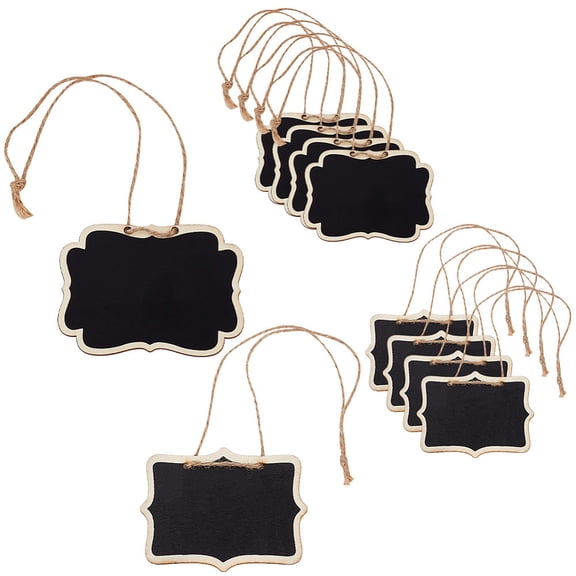 10Pcs 2 Style Blank Wooden Mini Chalkboard Signs Hanging Chalkboard Labels with Hemp Rope Black 5pcs/style