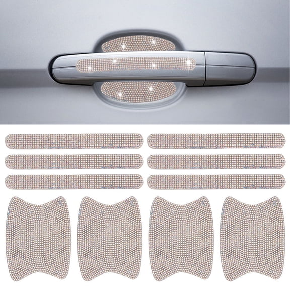10Pcs 2 Style Car Door Handle Decals Car Door Handle Sticker Bling Glitter Door Handle Scratches Protector Rhinestone Car Door