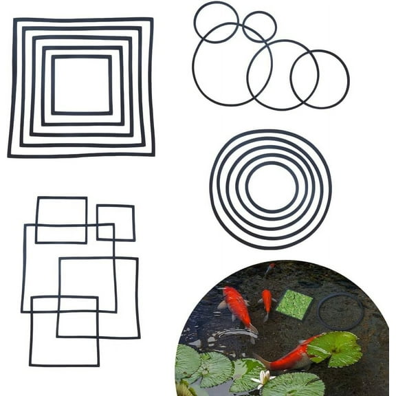 10Pcs 2 Styles Aquarium Floating Plant Rings Round Square Fish Plant Ring Black Fish Feeding Ring Floating for Bettas Fish Accessories Black