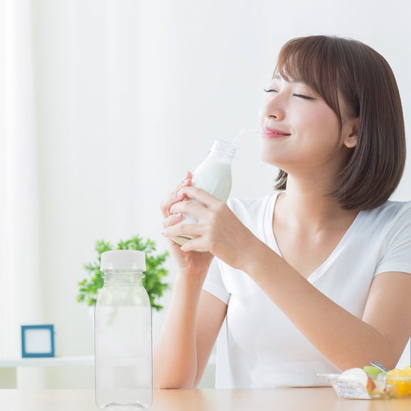 SEWCHICS Plastic Milk Container Milk Storage Bottles Cylindrical Storage Container 10Pcs