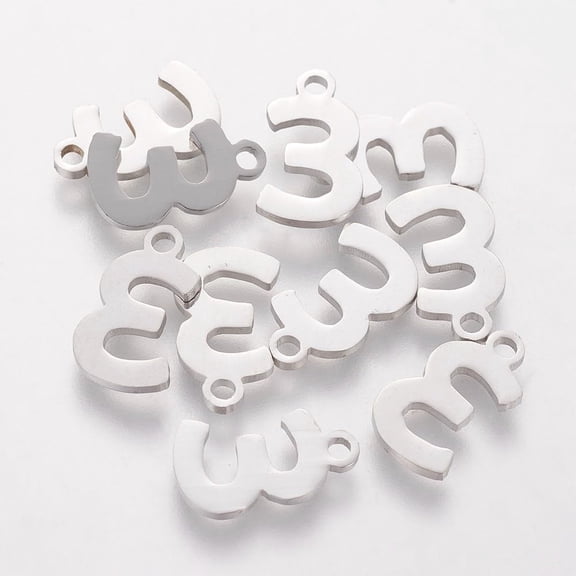 10Pcs 201 Stainless Steel Number Charms Number Metal Charms Pendant Number Pendant Ornament for Women Birthday Festival Elegant Gifts Personalized Jewelry Num.3 13x8x1.1mm 10pcs