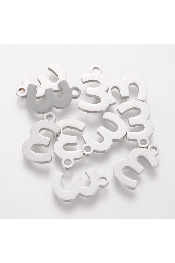 10Pcs 201 Stainless Steel Number Charms Number Metal Charms Pendant Number Pendant Ornament for Women Birthday Festival Elegant Gifts Personalized Jewelry Num.3 13x8x1.1mm