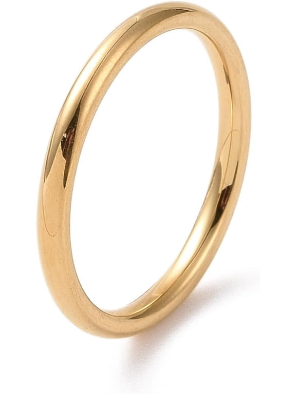 10Pcs 201 Stainless Steel Simple Thin Plain Band Ring Minimalist Simple Finger Ring for Women Trendy Jewelry Golden ID: 17mm Golden