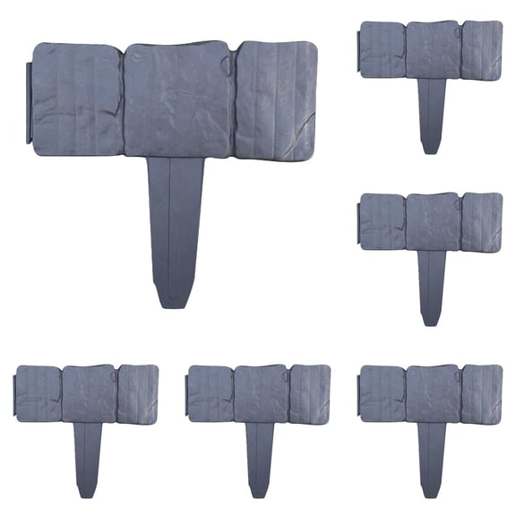 10Pcs 2026 Imitation Stone Garden Fence Wall Block Faux Stone Edging for Landscaping,Garden Border Landscape Edging Blocks Garden Plastic Fence for Flower Bed Patio Lawn Path Walkway,Black