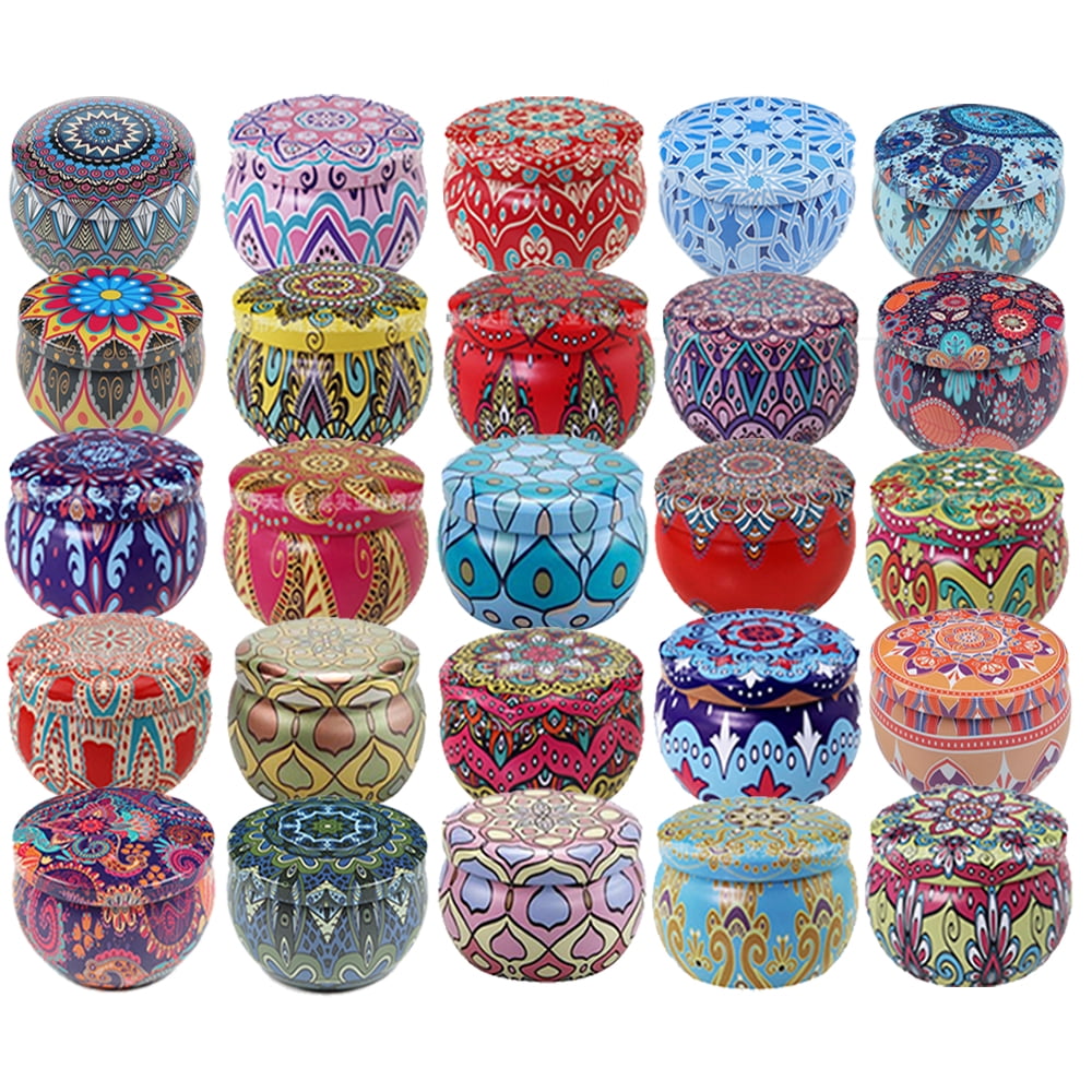 10Pcs / 20Pcs Candle Tins, DIY Round Containers With Lids For Candle Making, Floral Printed Candle Holder For Arts & Crafts, Storage & More