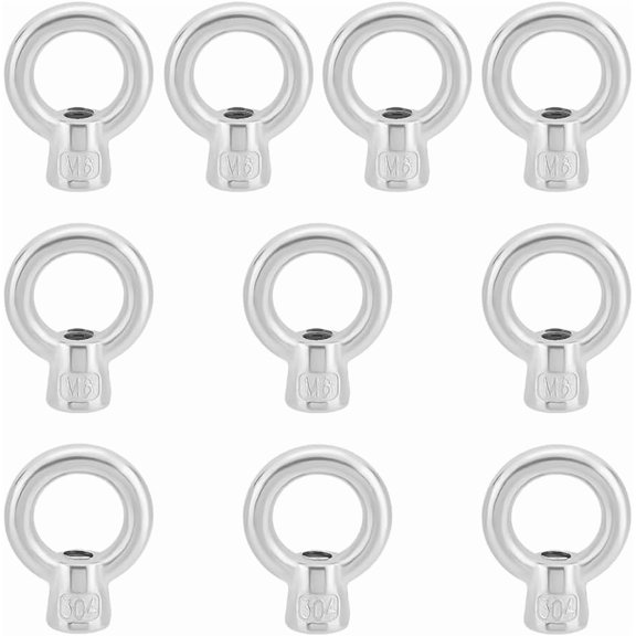 10Pcs 21mm Inner Diameter Lifting Eye Nuts Stainless Steel Nut Fastener Ring Lifting Eye Threaded Nut Fastener for Engineering Lifting Machinery and Home Use