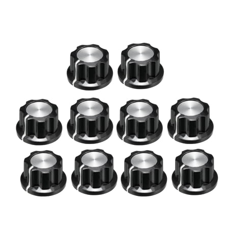 10Pcs 22.9x13.5mm Silver Tone Top Potentiometer Volume Control Rotary Knob