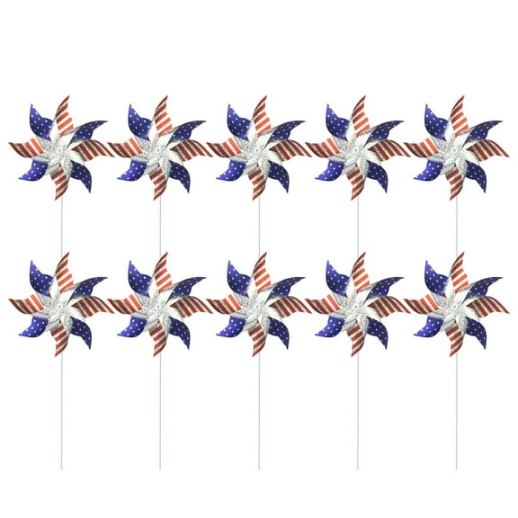 10Pcs 250th American Flag Pinwheels Patriotic Wind Spinners for July 4th and Memorial Day Celebration Outdoor Garden Decor