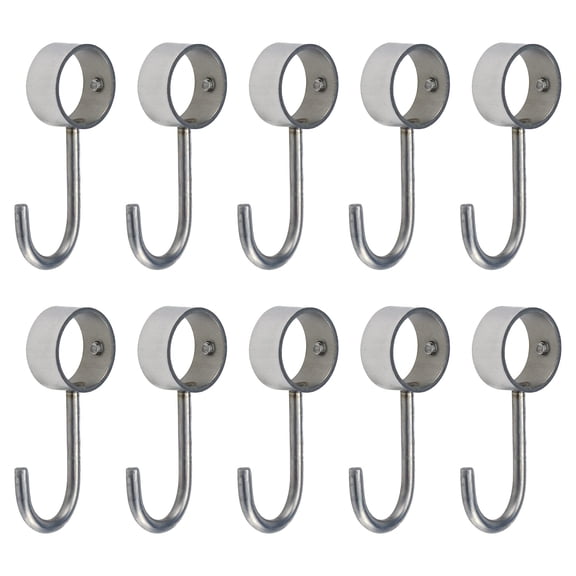 10Pcs 26mm/1.02inch Kitchen Pan Hooks Stainless Steel Pot Hooks Wall Rod Clothes Hooks for 25mm Rod