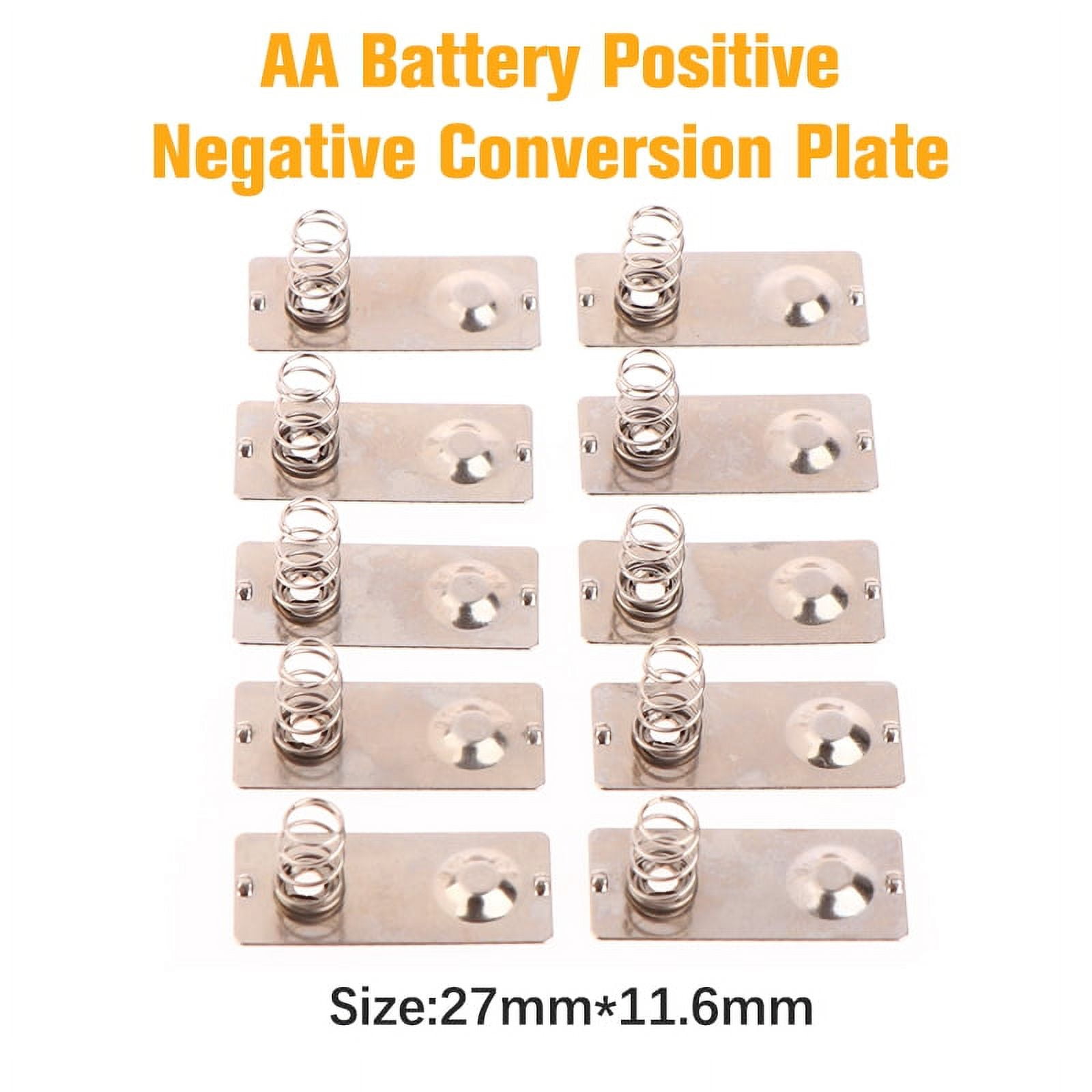 Uxcell 50 Pcs AA Battery Spring Contacts - Positive Negative Conversion Nickeling Plate, 29mm X 11mm For Battery Case Box