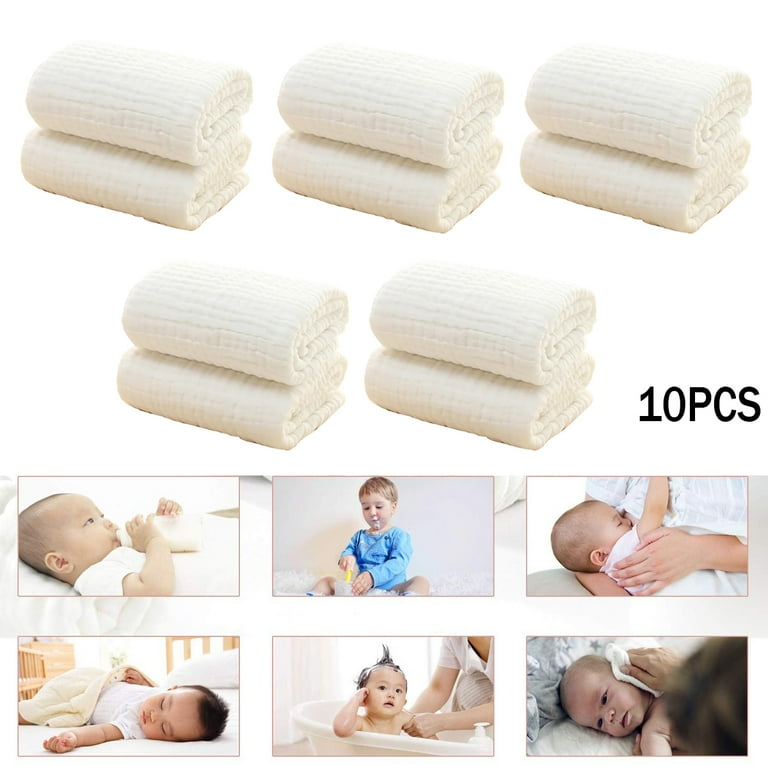 10Pcs 28x28cm Baby Cotton Towel Bath Towels Face Washcloth Squares for Bathing Feeding White Walmart