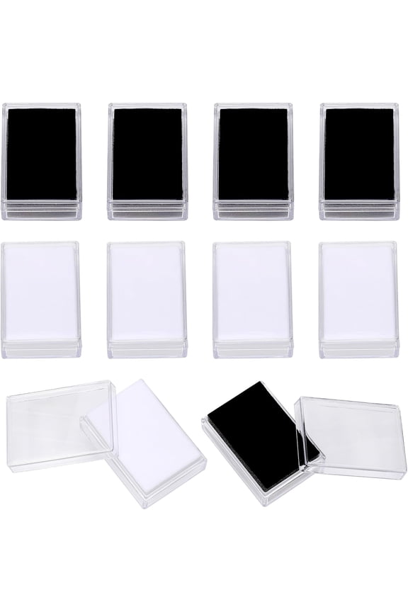 10Pcs 2Colors Clear Gemstone Box Small Loose Diamond Gemstone Display Case Plastic Containers Holder with Clear Top Lids and Sponge Black and White 2x1.3inch DIY Making