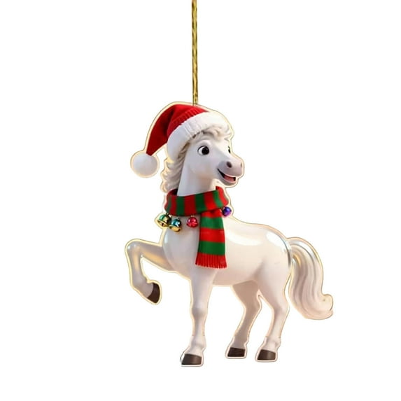 10Pcs 2D Christmas Pendant under $5! Bzdzmqm 2D Acrylic Christmas Pony Ornament, Flat Christmas Tree Hanging Decoration, Holiday Home Decor Pendant for Trailer, Colorful Pony Shape Christmas Decor