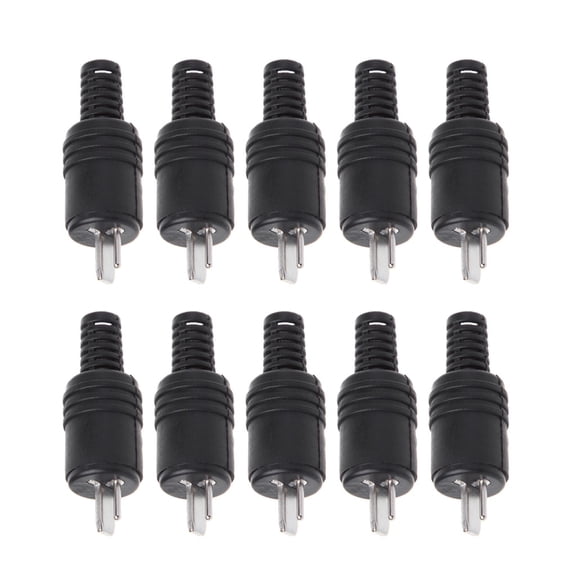10Pcs 2Pin DIN Male Plug HiFi Connector Screw Terminals Connector Power Lamp Plug Adapters Black
