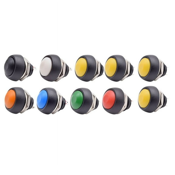 10Pcs 2Pin Mini Switch 12Mm 1A Waterproof Switch PBS-33B 12V Momentary Push Button Switch Reset Non-Locking PBS-33B,10 x Button switch,Random Color