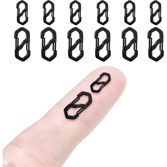 10Pcs 2Size Necklace Shortener Clasp Double Opening Lobster Clasp, Stainless Steel S Lock Chain Shortener for Necklace Clip Jewelry Connectors(Medium-black)