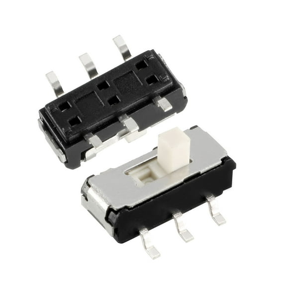 10Pcs 2mm Vertical Slide Switch DPDT 2P2T 6 Terminals Panel Latching