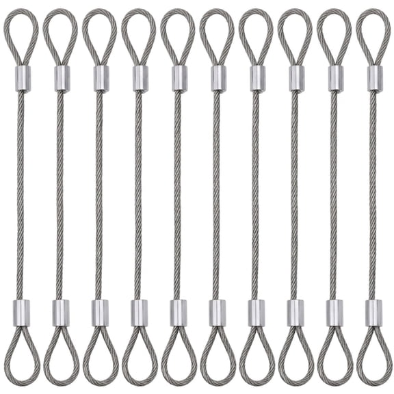 10Pcs 2mm Vinyl Coated Stainless Steel Wire Cable with Loops, Safety Lanyard Ropes for Travel Home Hanging