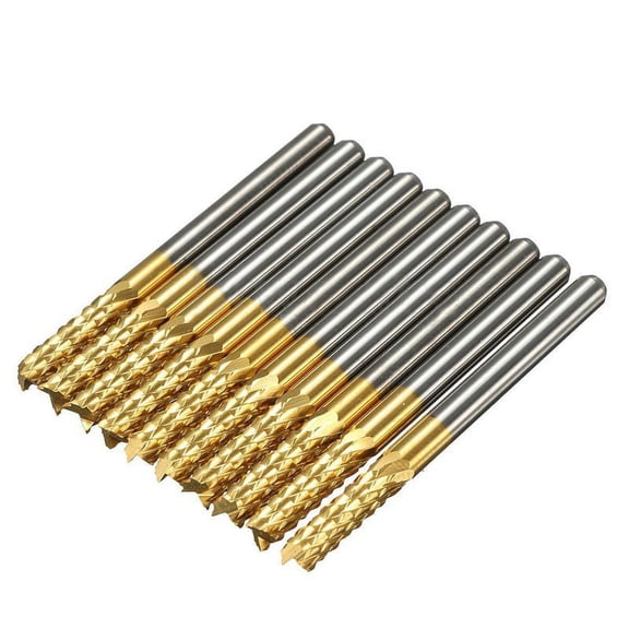 10Pcs 3.175Mm Carbide End Mill 1/8 Inch Shank Coated Cnc Pcb Engraving Smile Home