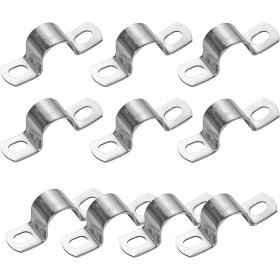 10Pcs 3/4 Inch 2 Hole Heavy Duty U-Tube Strap Clamp,Stainless Steel-304 Rigid U-Bracket Pipe Clamp Hanger Tube Tension Clips ID 20mm