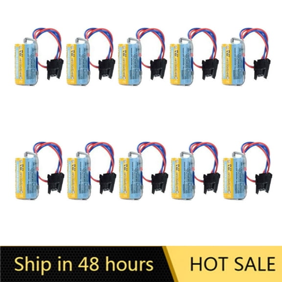 10Pcs 3.6V 1700mAh MR-BAT ER17330V Lithium Battery for FANUC CNC System A6BAT ER17330V 3.6V PLC Battery with Plug