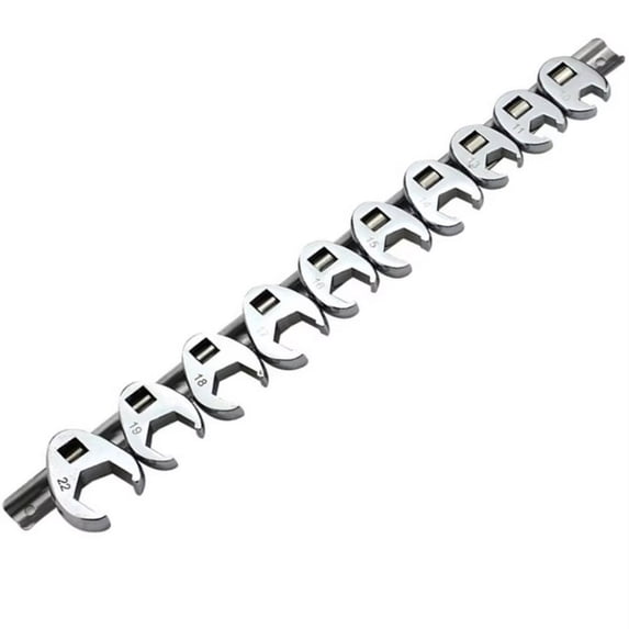 10Pcs 3/8Inch Drive Crowfoot Wrench 10 to 22mm Metric SAE Imperial Chrome Plated Foot Open End Spanner